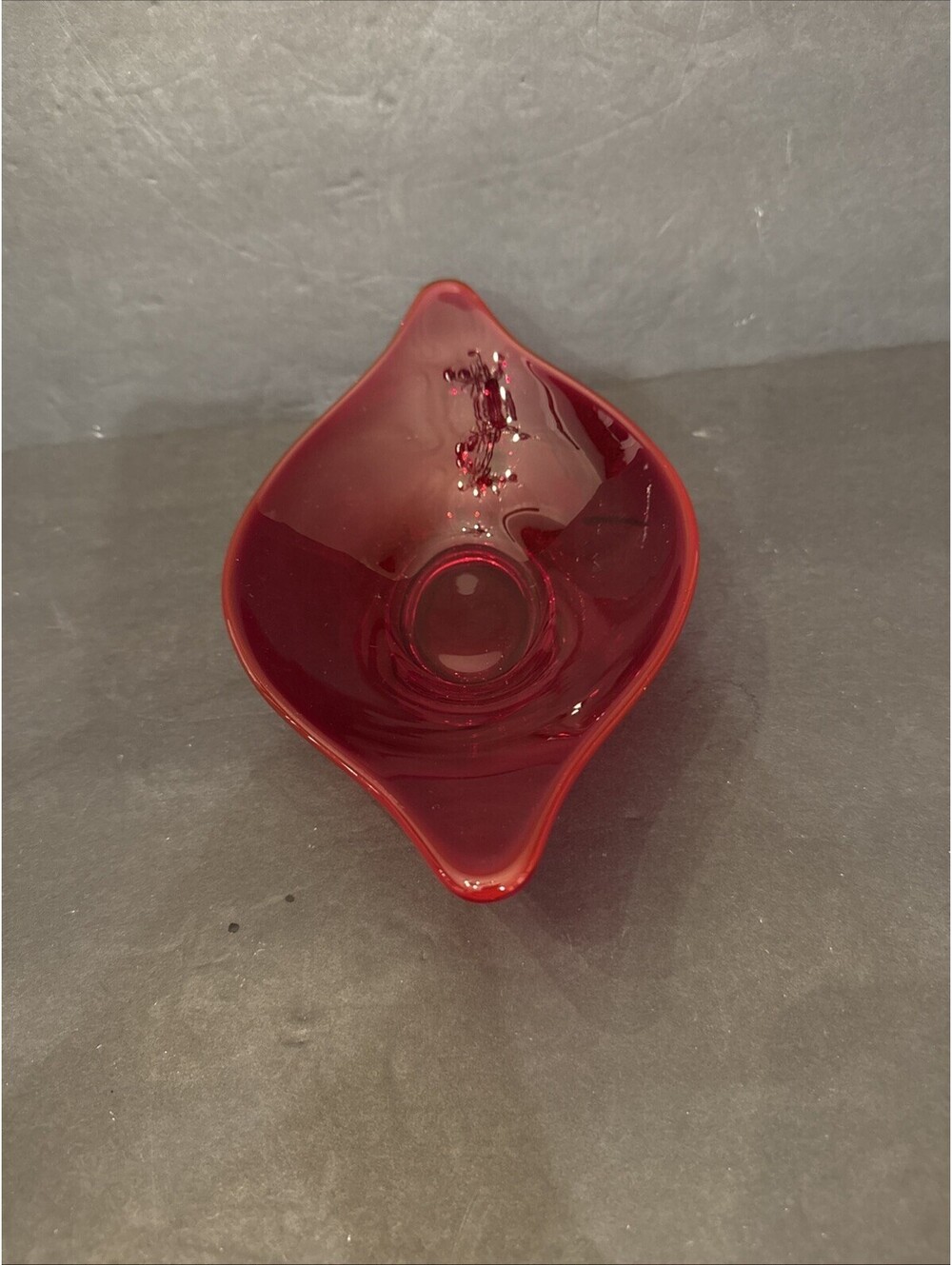 Viking EPIC Mid Century Ruby Red Glass Free Form Oblong Shallow 9.75 Bowl Glows